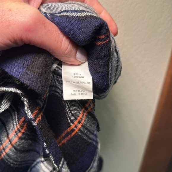 Melloday‎ women’s button up flannel shirt blue & orange size medium - Picture 4 of 5